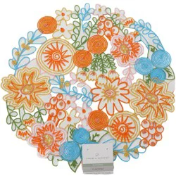 Room & Retreat Seasonal Manon Floral Round Cutwork Placemat, 15 In