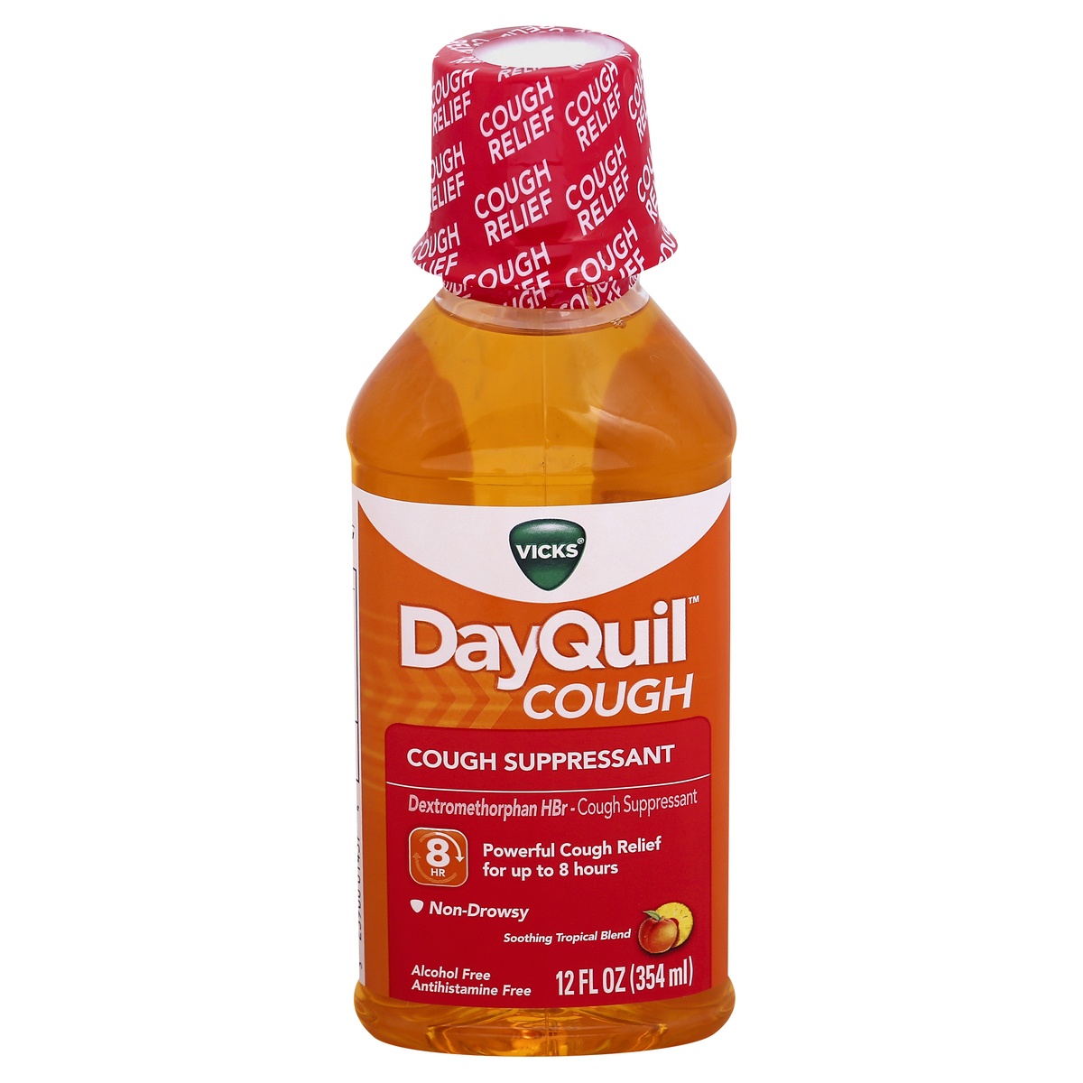 slide 1 of 1, Vicks DayQuil Fruit Flavored Daytime Cough Relief Syrup, 12 fl oz