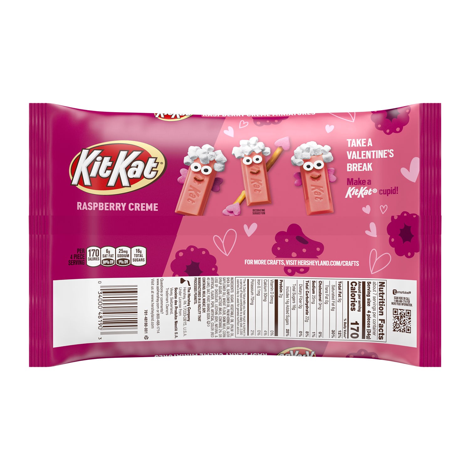 slide 3 of 8, KIT KAT Miniatures Raspberry Flavored Creme Coated Wafer Candy Bars, Valentine's Day, 8.4 oz, Bag, 8.4 oz
