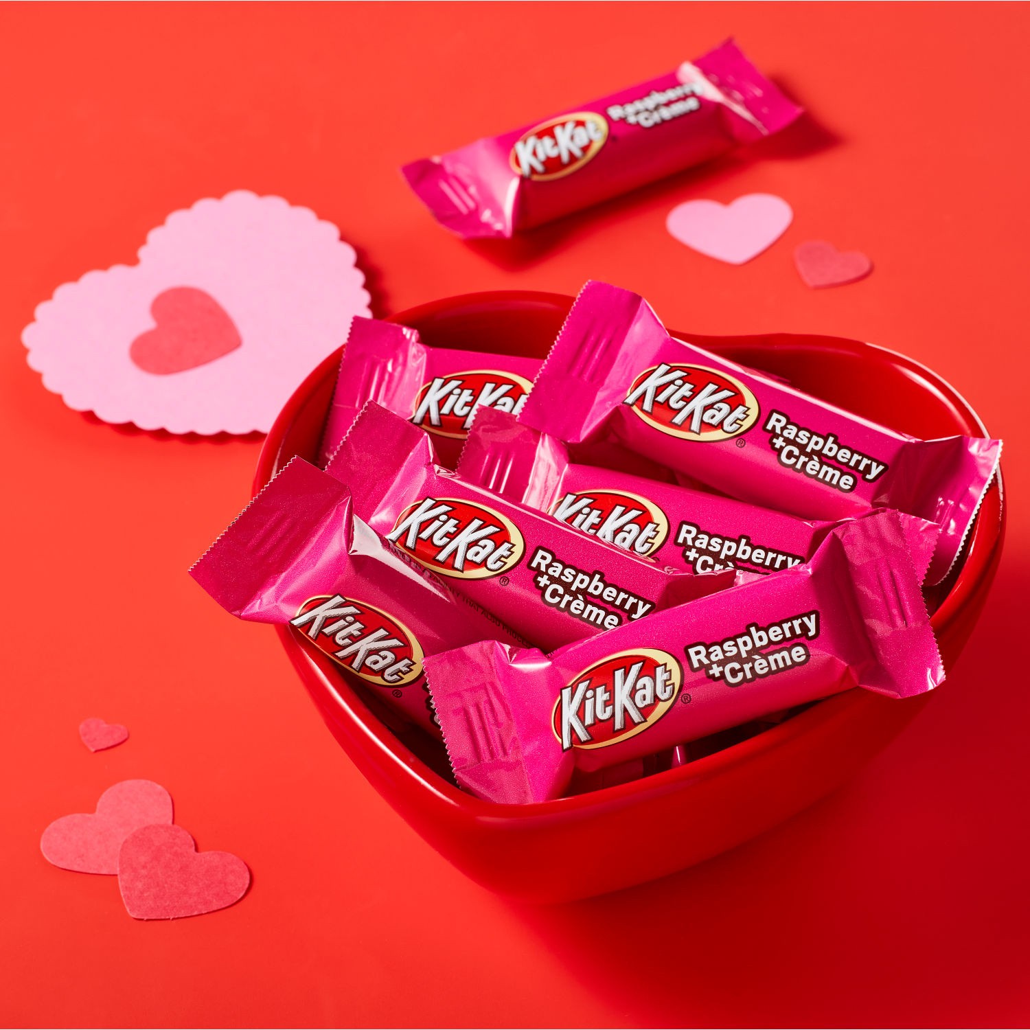 slide 6 of 8, KIT KAT Miniatures Raspberry Flavored Creme Coated Wafer Candy Bars, Valentine's Day, 8.4 oz, Bag, 8.4 oz