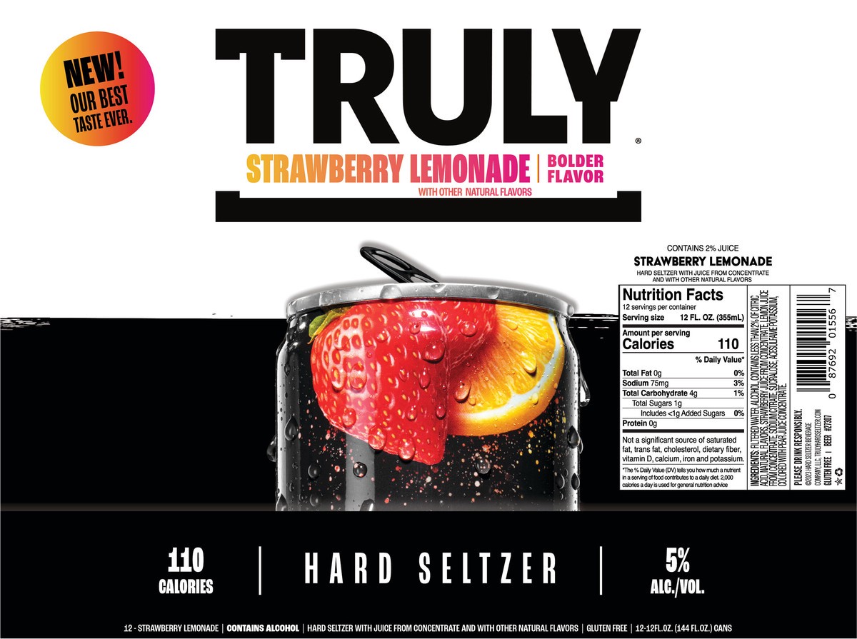 slide 4 of 11, TRULY Hard Seltzer Strawberry Lemonade UT .) - 12 ct, 12 ct