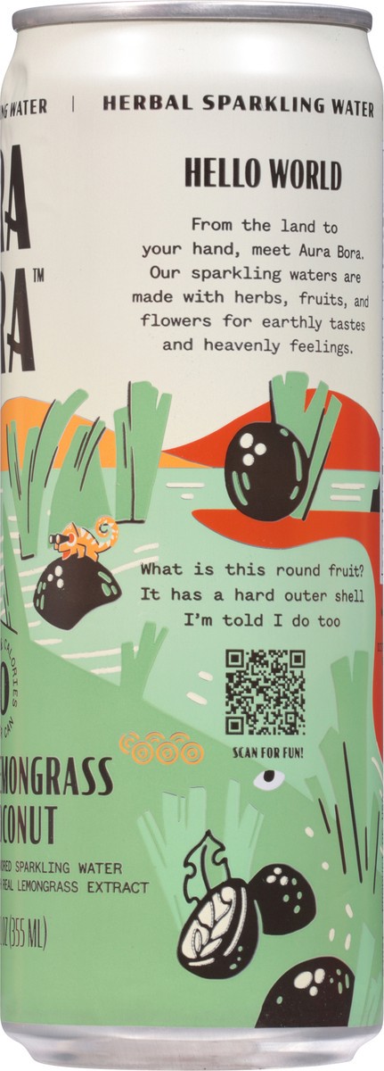 slide 9 of 9, Aura Bora Lemongrass Coconut Herbal Sparkling Water - 12 fl oz, 12 fl oz