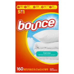 Bounce Dryer Sheets, 160 count, Fresh Linen Scent, Fabric Softener Sheets, Reduces Static, Softens and Fights Wrinkles