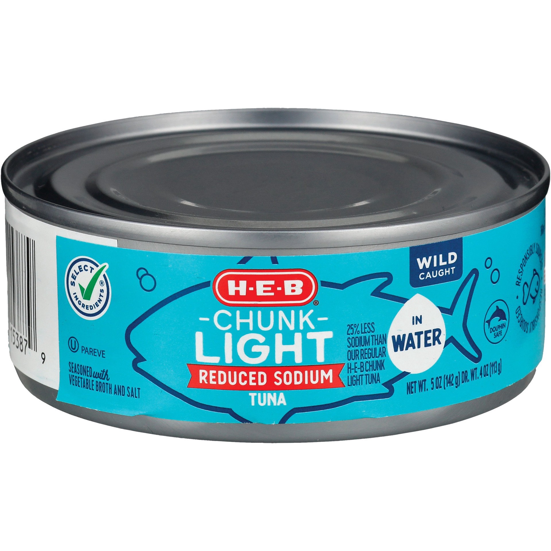 slide 1 of 1, H-E-B Reduced Sodium Chunk Light Tuna in Water, 5 oz