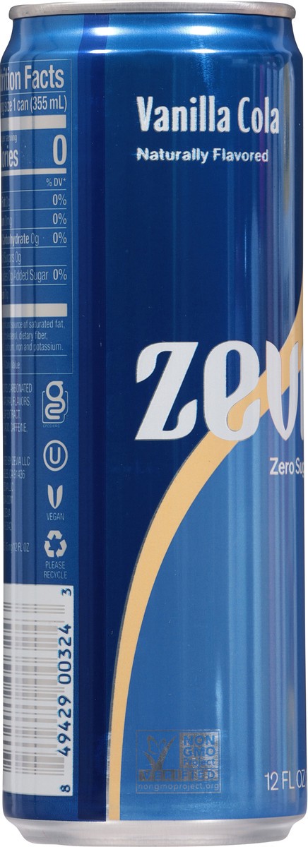 slide 9 of 13, Zevia Zero Sugar Vanilla Cola 12 fl oz, 12 fl oz
