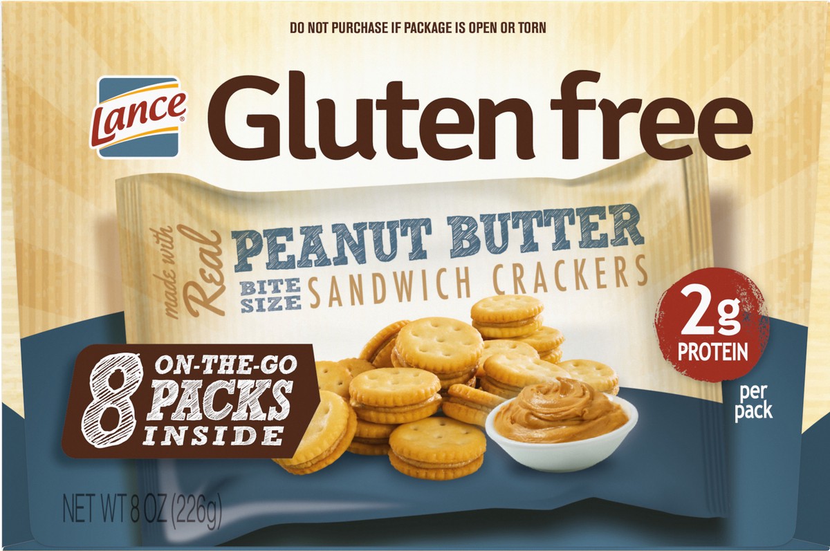 slide 3 of 9, Lance Gluten Free Sandwich Crackers, Peanut Butter, Snack Bags 8 Ct, 8 oz