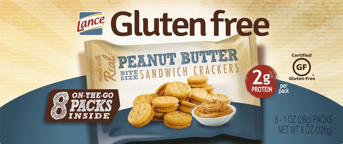 slide 8 of 9, Lance Gluten Free Sandwich Crackers, Peanut Butter, Snack Bags 8 Ct, 8 oz