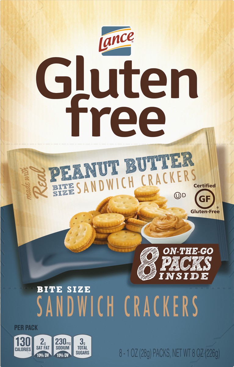 slide 5 of 9, Lance Gluten Free Sandwich Crackers, Peanut Butter, Snack Bags 8 Ct, 8 oz