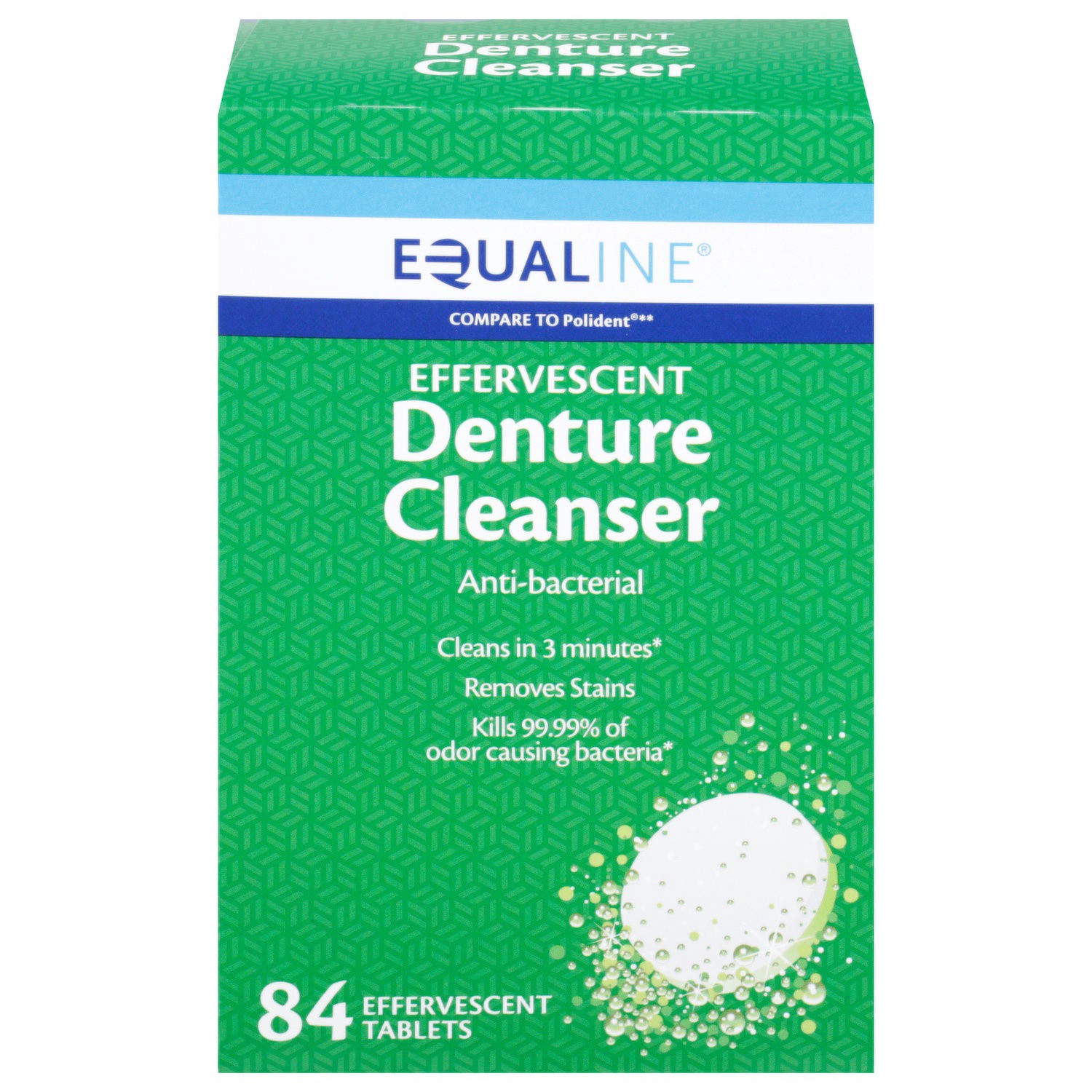 slide 1 of 1, Equaline Effervescent Denture Cleanser, 84 ct