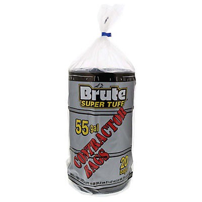 slide 1 of 1, BRUTE Super Tuff 55 Gallons Contractor Bags 20 ea, 20 ct