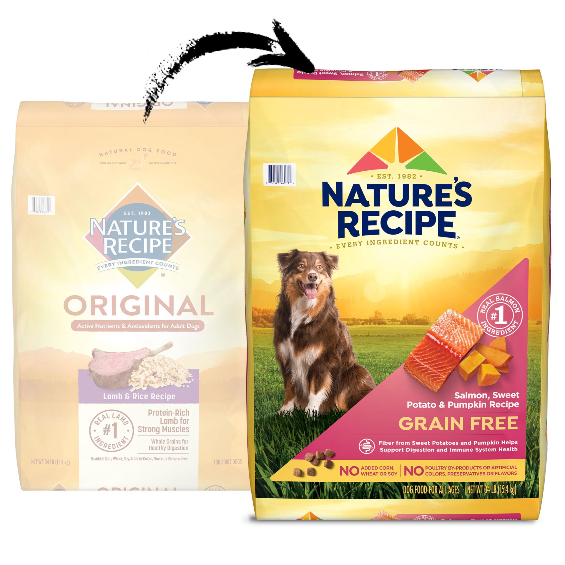 slide 10 of 10, Nature's Recipe All Life Stage Dry Dog Food - Salmon, Sweet Potato & Pumpkin, 34 lb