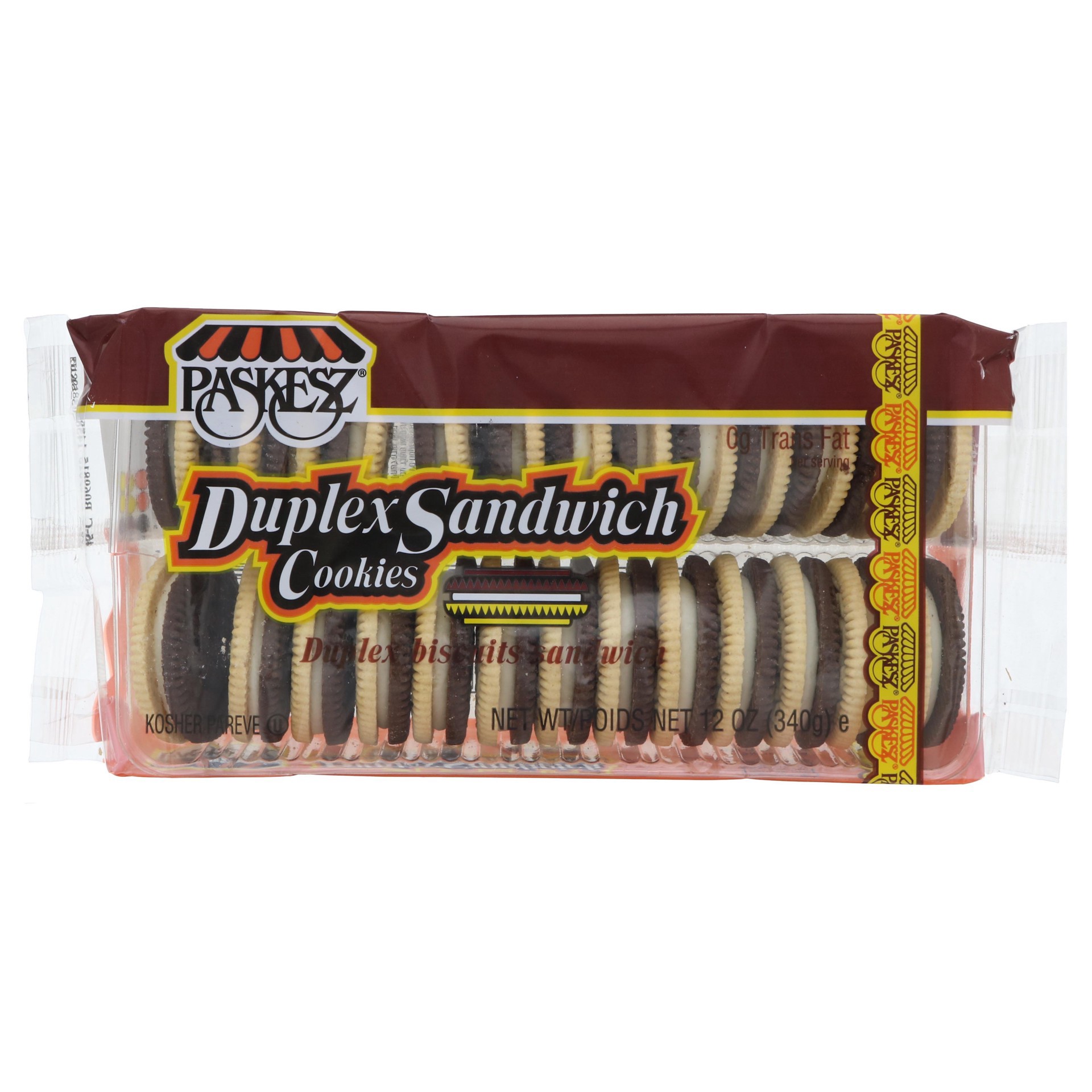 slide 1 of 1, Paskesz Duplex Sandwich Cookies, 12 oz