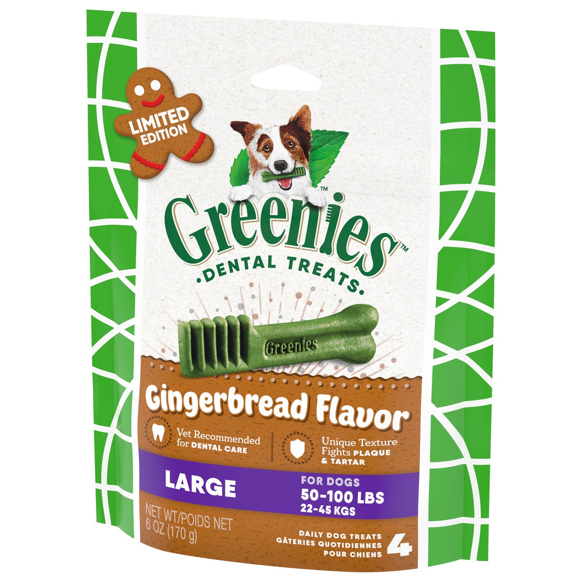 slide 14 of 15, Greenies Large Dental Gingerbread Flavor Dog Treats 6 oz, 6 Oz