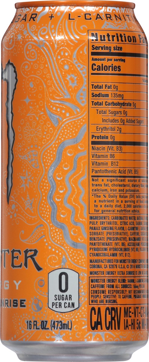 slide 9 of 9, Monster Ultra Sunrise Energy Drink 16 fl oz, 16 fl oz