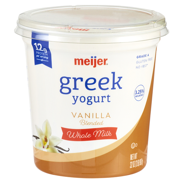 slide 1 of 1, Meijer Whole Milk Vanilla Greek Yogurt, 32 oz