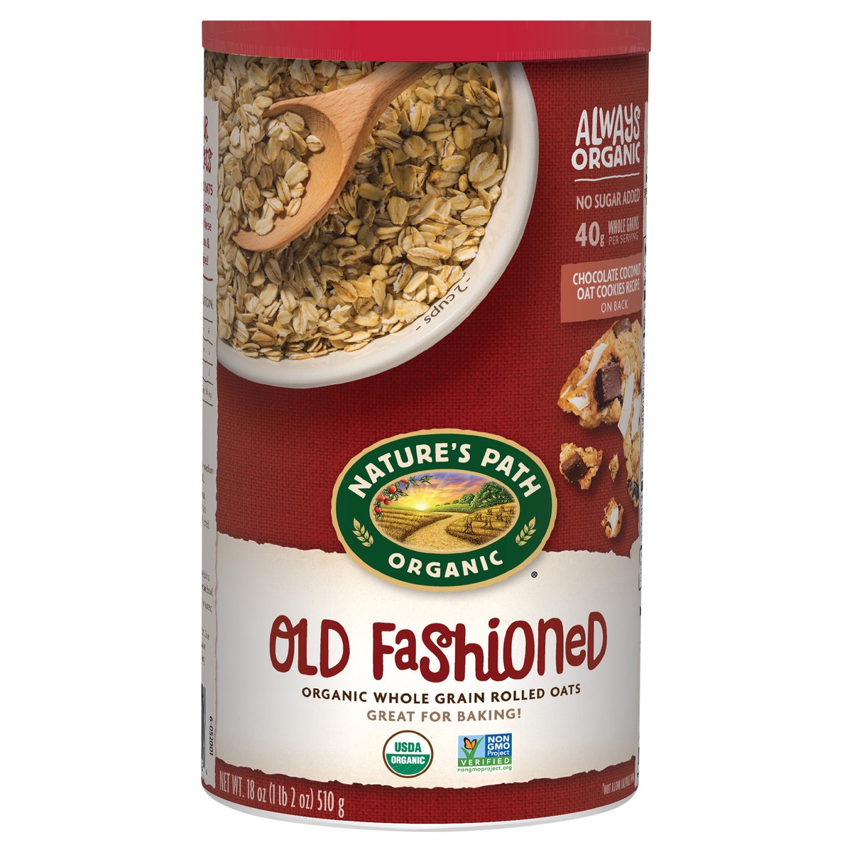 slide 1 of 1, Nature's Path Organic Old Fashioned Oatmeal 18oz Canister, 18 oz