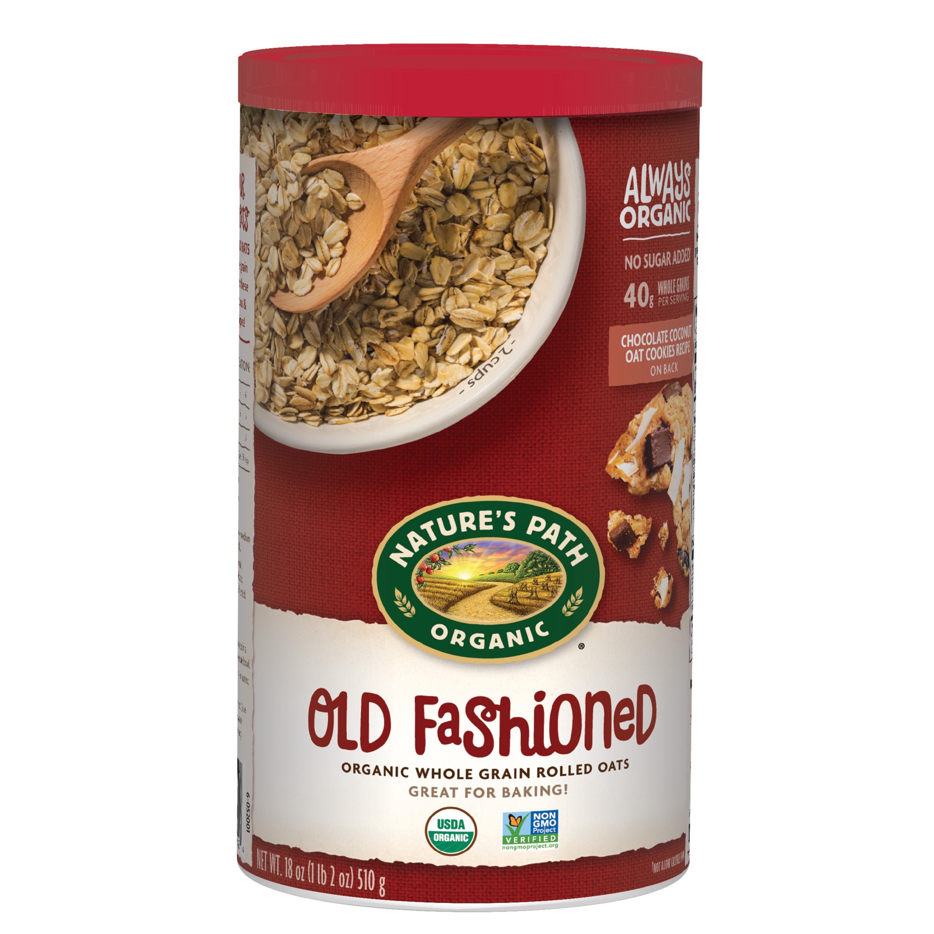 slide 1 of 1, Nature's Path Organic Old Fashioned Oatmeal 18oz Canister, 18 oz