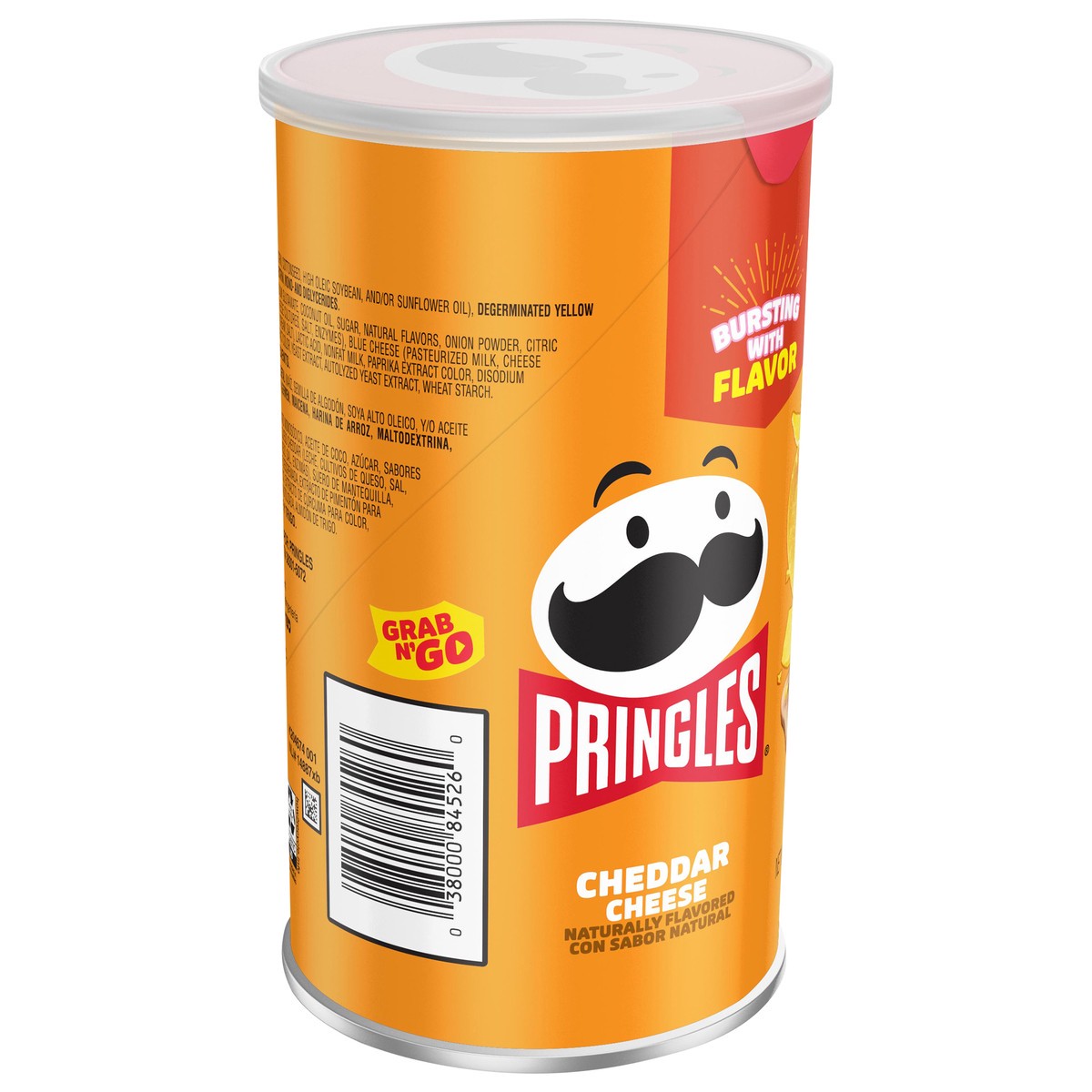 slide 8 of 8, Pringles Potato Crisps Chips, Lunch Snacks, Office and Kids Snacks, Grab N' Go Snack Pack, Cheddar Cheese, 2.5oz Can, 1 Can, 2.5 oz