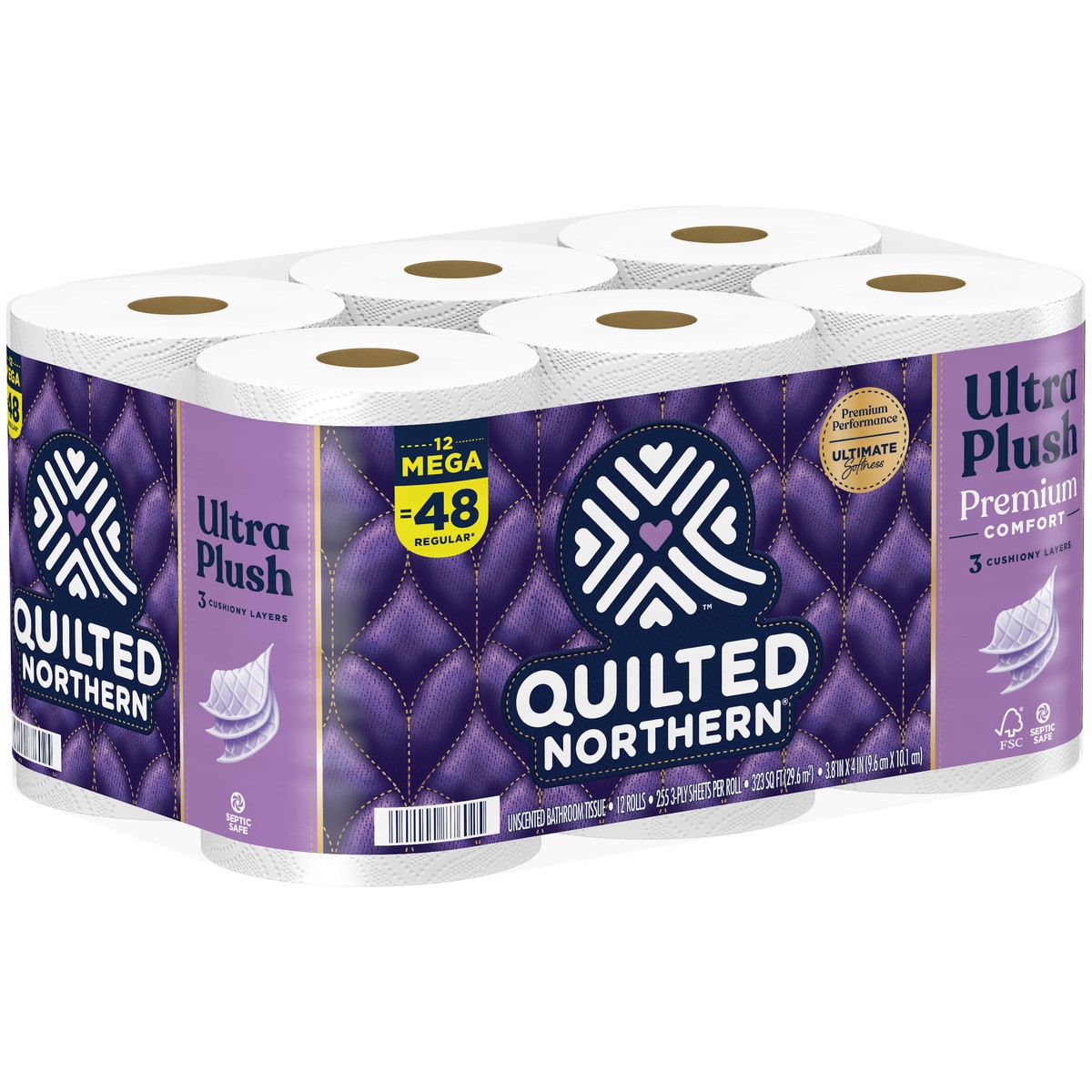 slide 5 of 6, Quilted Northern Toilet Paper, Unscented, Mega Roll, 3 Ply, 12 ct