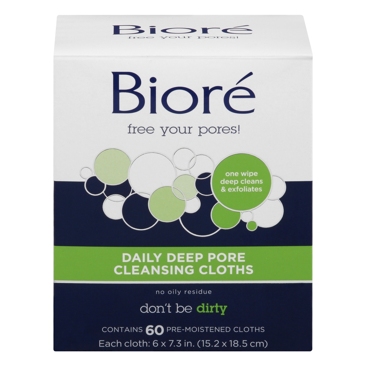 slide 1 of 1, Biore Daily Cleansing Cloths, 60 ct