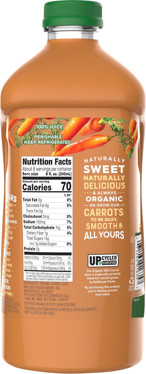 slide 2 of 5, Bolthouse Farms 100% Organic Carrot Vegetable Juice, 52 oz, 52 oz