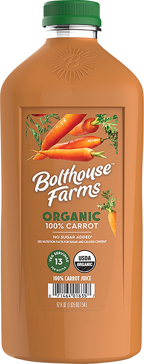 slide 3 of 5, Bolthouse Farms 100% Organic Carrot Vegetable Juice, 52 oz, 52 oz