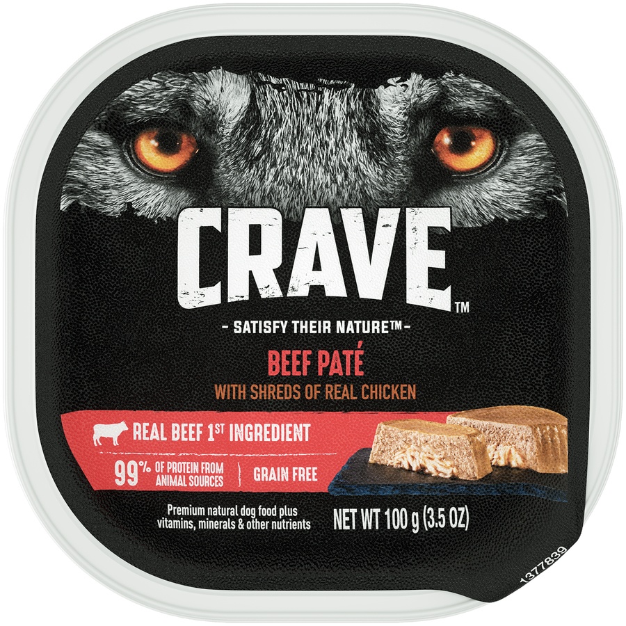 slide 1 of 1, CRAVE Adult Wet Dog Food Beef Pate with Shreds of Real Chicken, 3.5 oz