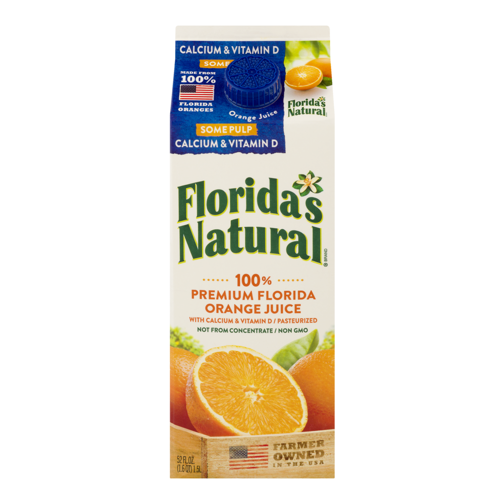 slide 1 of 2, Florida's Natural Florida Natural Home Squeezed Orange Juice With Calcium And Vitamin D, 52 oz