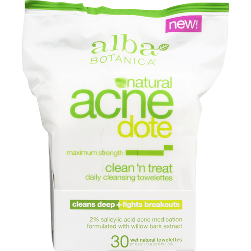 slide 4 of 8, Alba Botanica Acnedote Clean'N Treat Towelettes, 10 ct