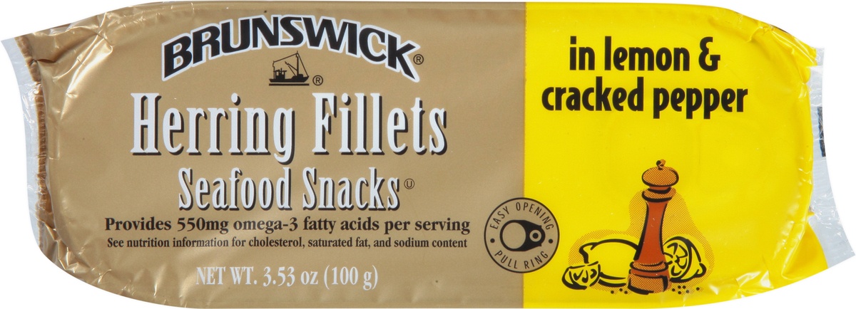 slide 9 of 11, Brunswick Golden Smoked Herring Fillets Seafood Snacks, 3.25 oz