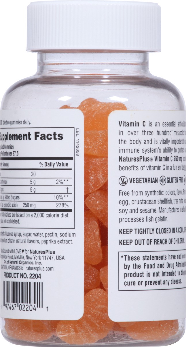 slide 9 of 9, Nature's Plus 250 mg Orange Vitamin C 75 Gummies, 75 ct