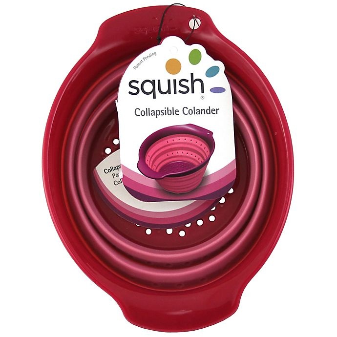 slide 1 of 2, Squish 3-Cup Collapsible Berry Colander - Burgundy, 1 ct