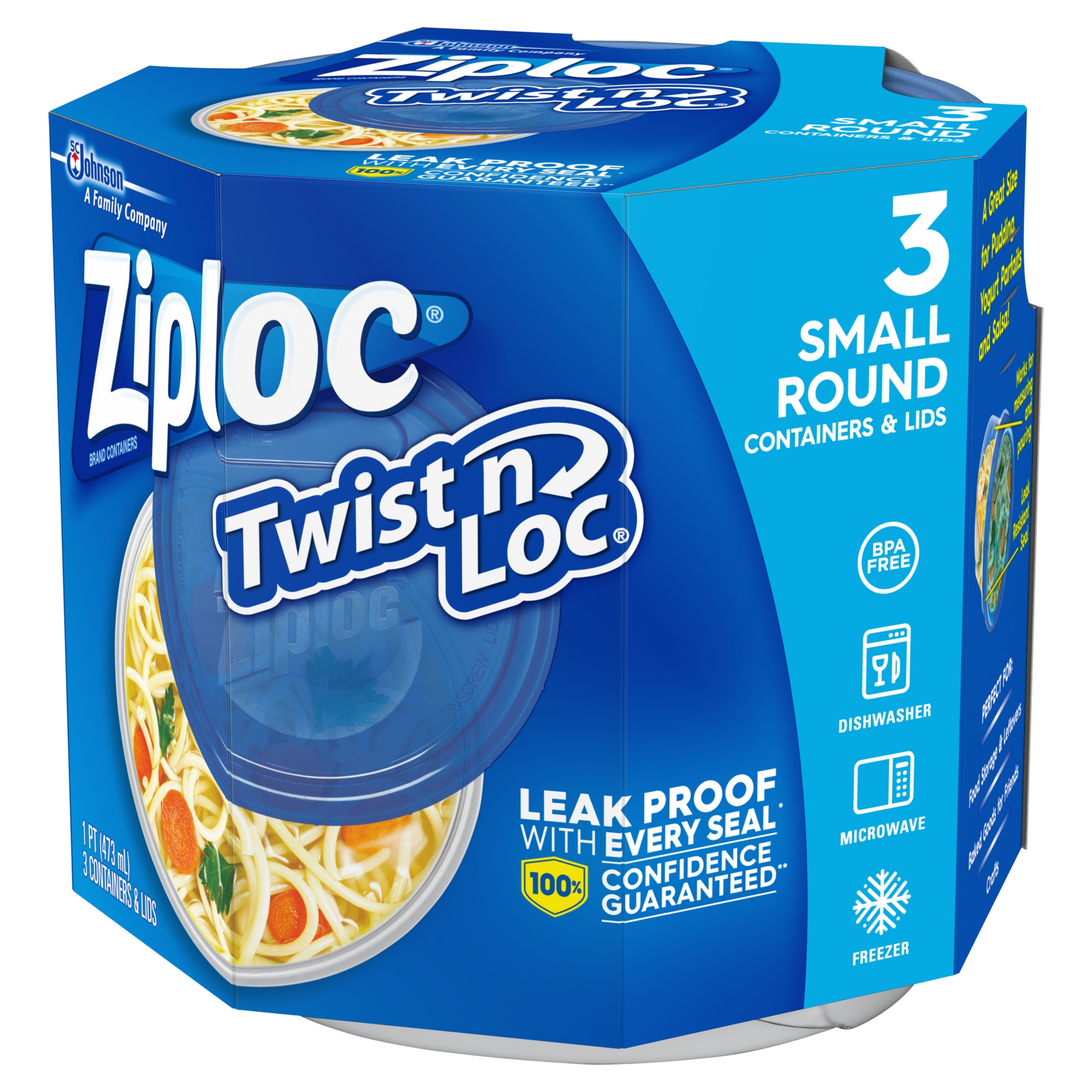 slide 4 of 7, Ziploc Twist N Loc Small Round Bowls With Lids, 3 ct; 16 oz