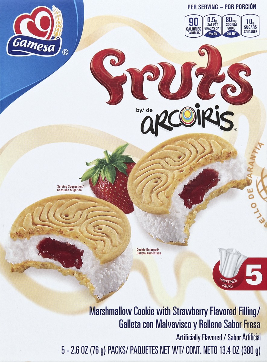 slide 4 of 5, Gamesa Arcoiris Fruts Marshmallow Cookies Filled With Strawberry Jam, 13.4 oz