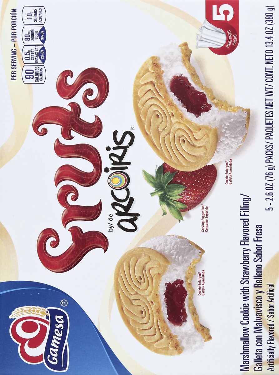 slide 5 of 5, Gamesa Arcoiris Fruts Marshmallow Cookies Filled With Strawberry Jam, 13.4 oz