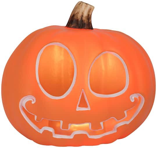 slide 1 of 3, 9" Orange Lighted Jack-O'-Lantern Decor By Ashland, 9 in