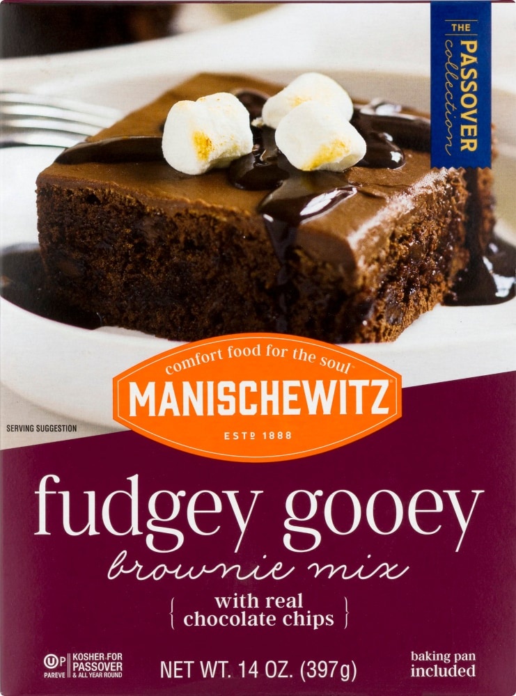 slide 1 of 1, Manischewitz Fudgy Gooey Brownie Mix - Kosher For Passover, 14.1 oz