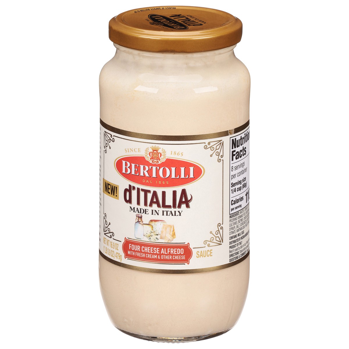 slide 7 of 11, Bertolli D'Italia Four Cheese Alfredo Sauce 16.9 oz, 16.9 fl oz