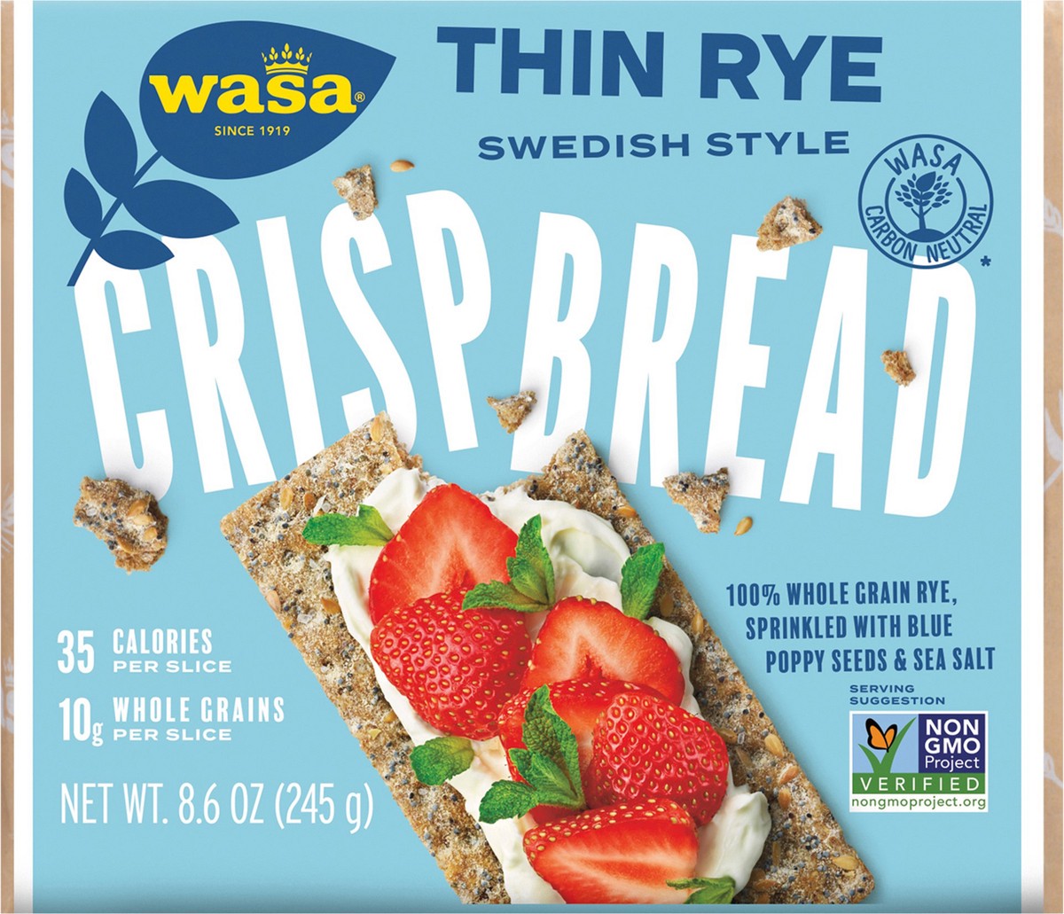 slide 6 of 7, Wasa Rye Crispbread Thins, 8.6 oz