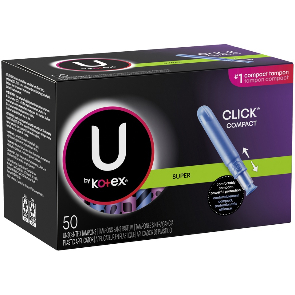 slide 2 of 3, Kotex Click Tampons - Super Absorbency, 50 ct