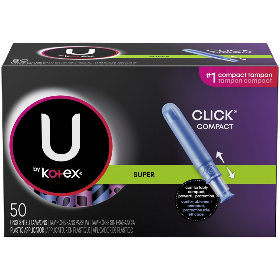 slide 1 of 3, Kotex Click Tampons - Super Absorbency, 50 ct