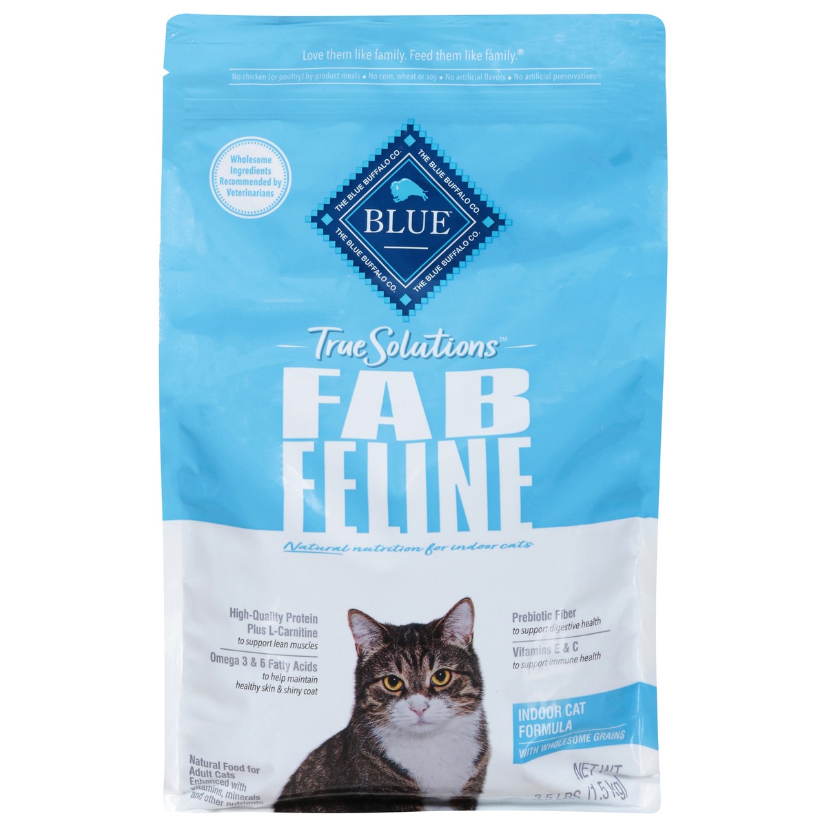 slide 1 of 9, Blue Buffalo Blue True Solutions Natural Adult Fab Feline Food for Cats 3.5 lb, 3.5 lb