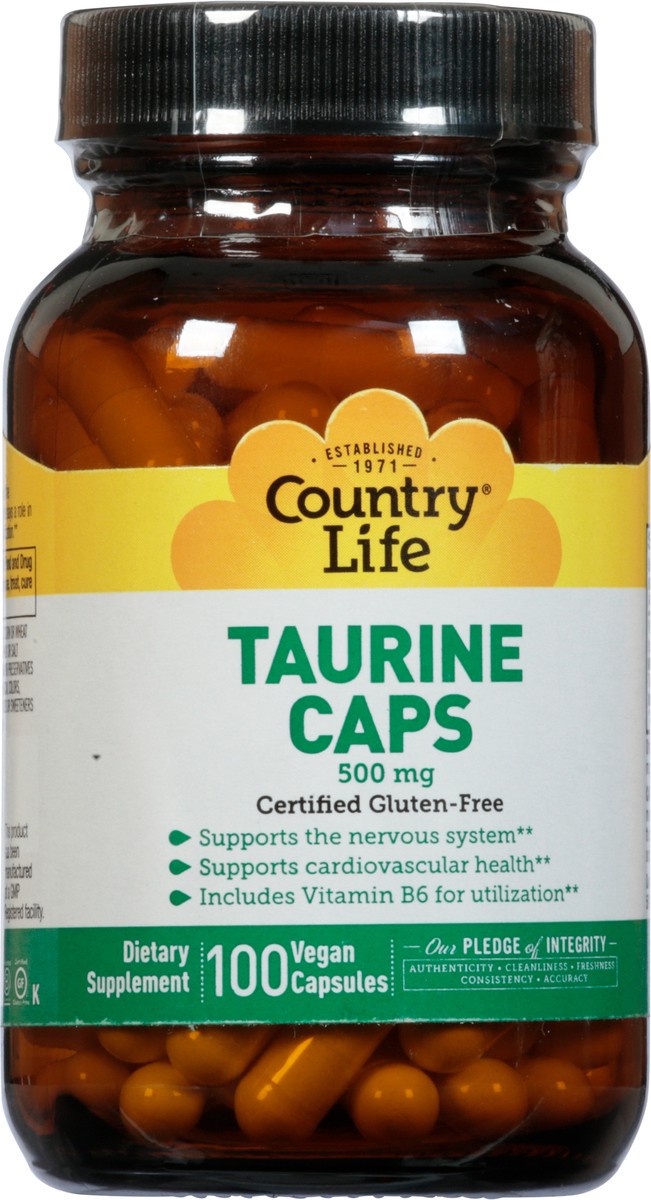 slide 5 of 12, Country Life Taurine 500 Mg Vegan Capsules, 100 ct