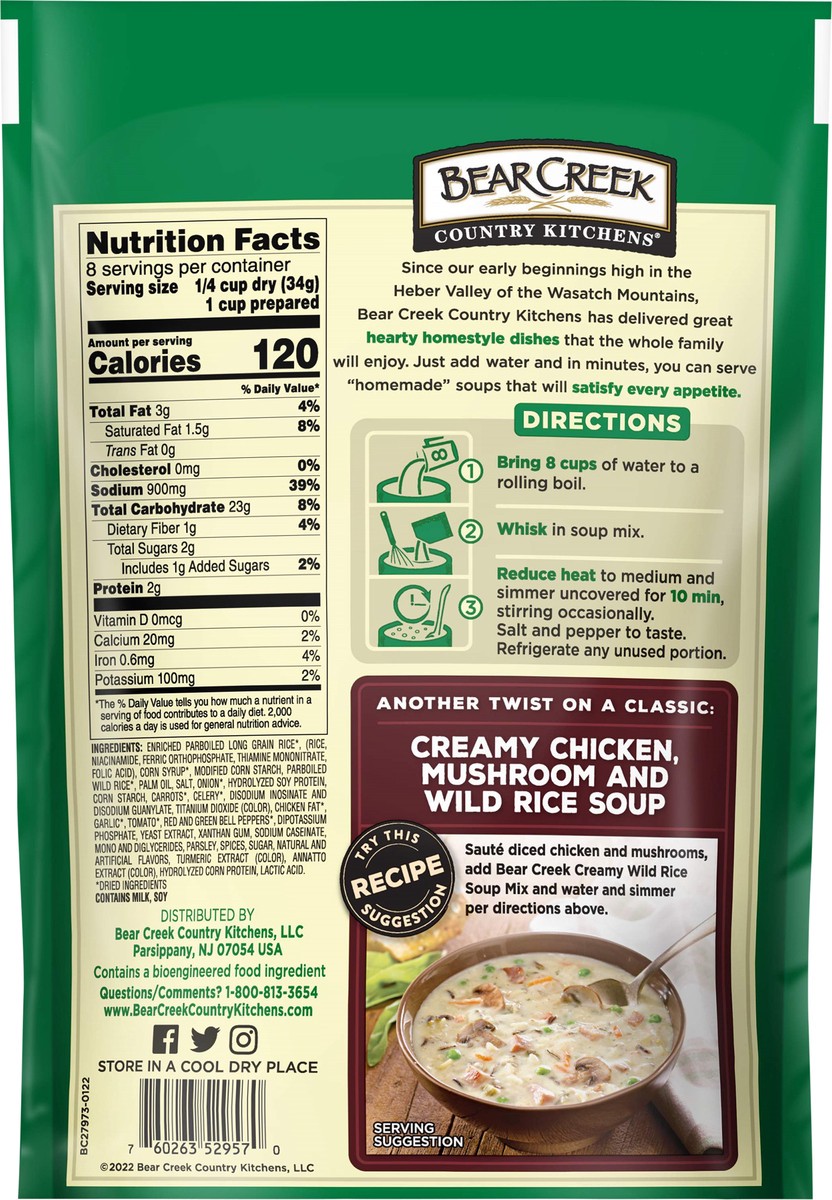 slide 8 of 12, Bear Creek Country Kitchens Creamy Wild Rice Soup Mix Family Size, 9.6 oz