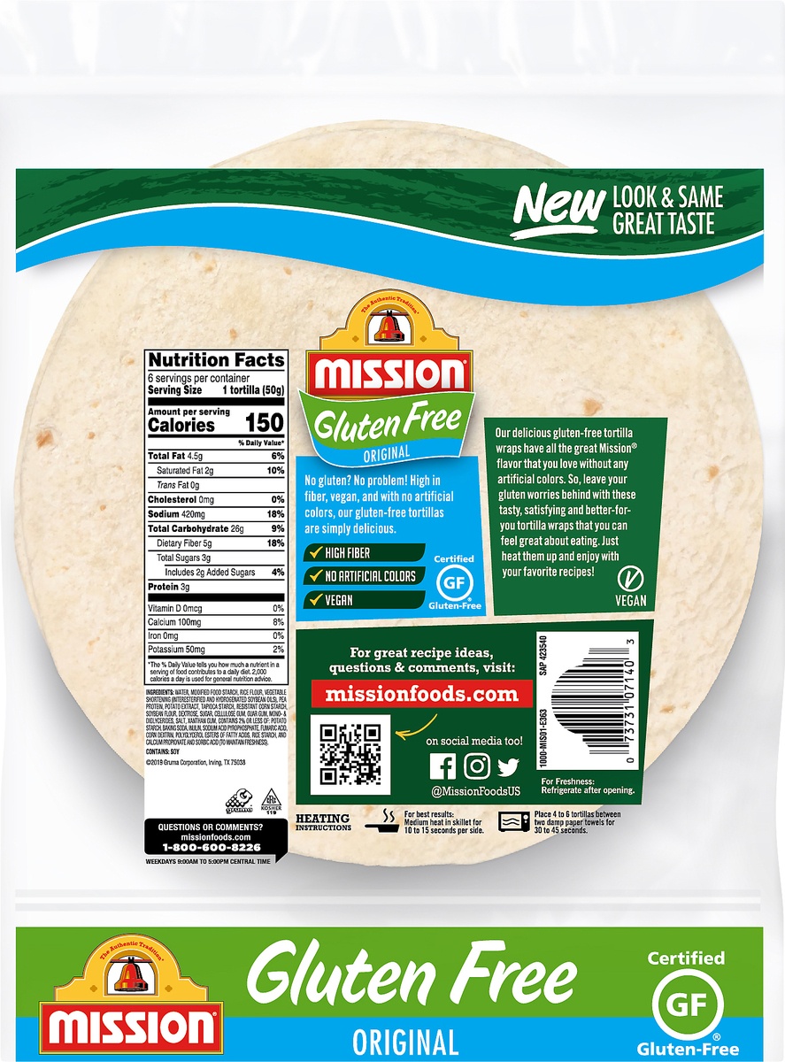 slide 10 of 10, Mission Gluten Free Soft Taco Tortillas , 6 ct; 10.5 oz