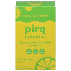 Pirq Electrolyte + Curcumin Lemon Lime Drink Mix Stick Packs - 10 ct