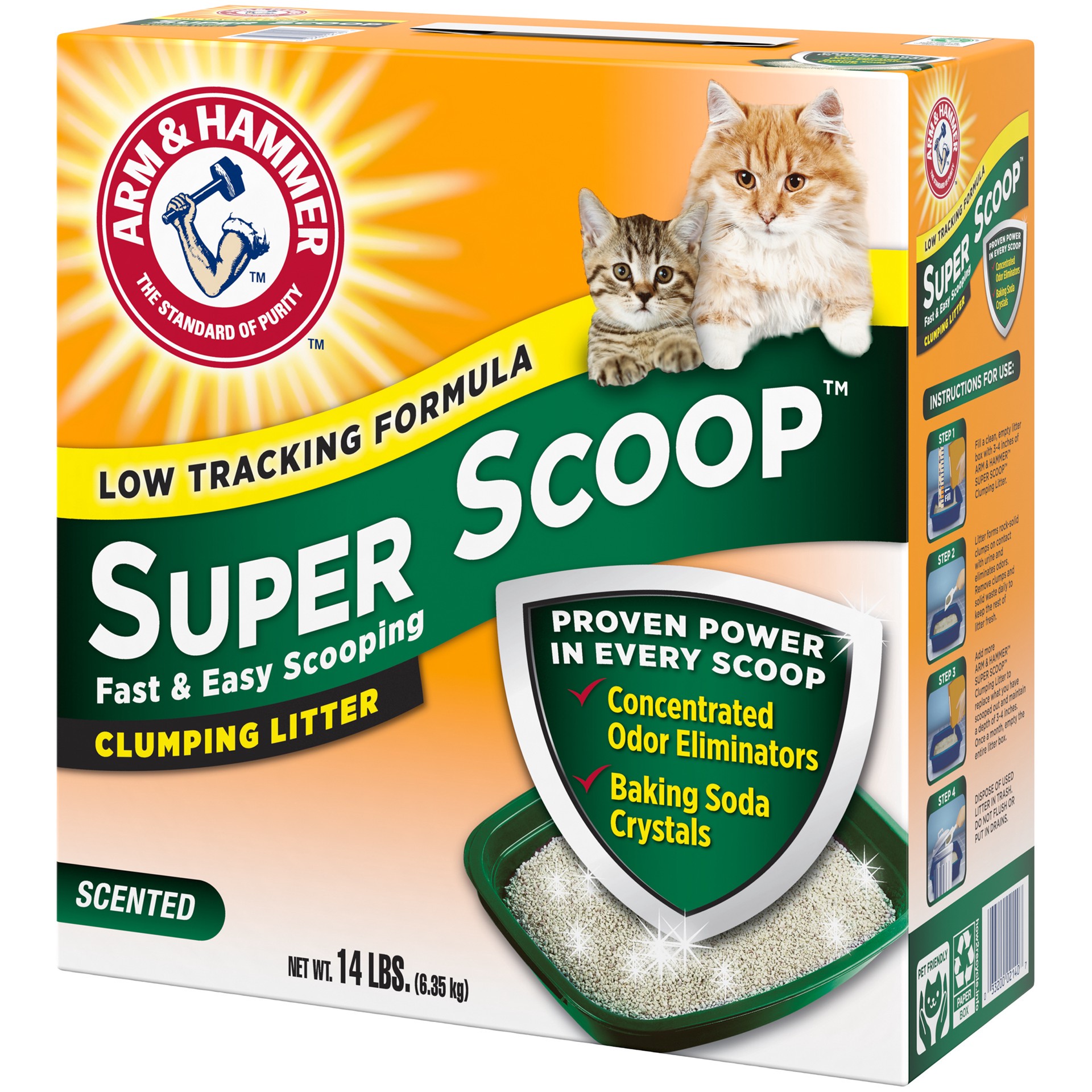 slide 4 of 5, ARM & HAMMER Super Scoop Clumping Litter Fresh Scent, 14 lb, 14 lb