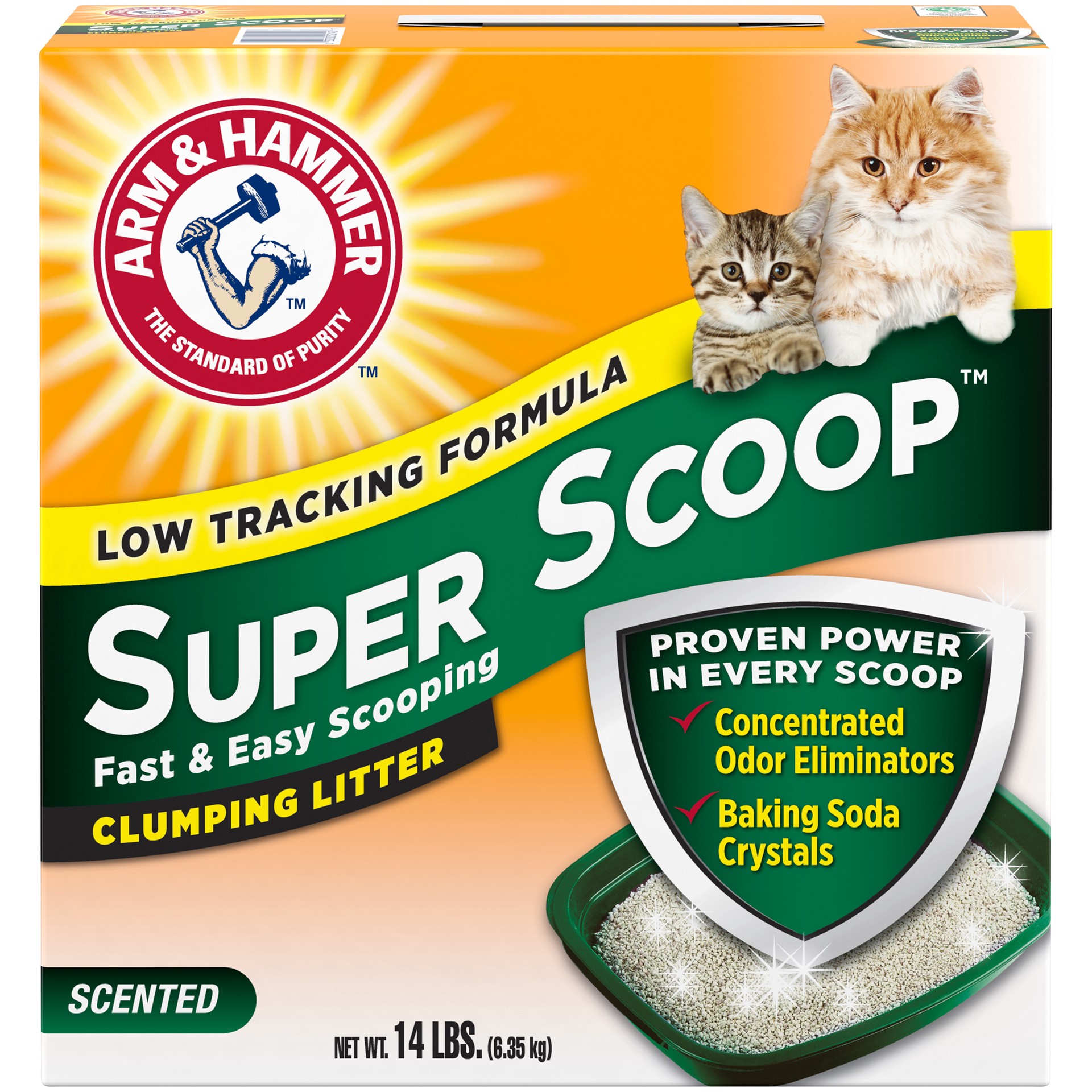 slide 1 of 5, ARM & HAMMER Super Scoop Clumping Litter Fresh Scent, 14 lb, 14 lb