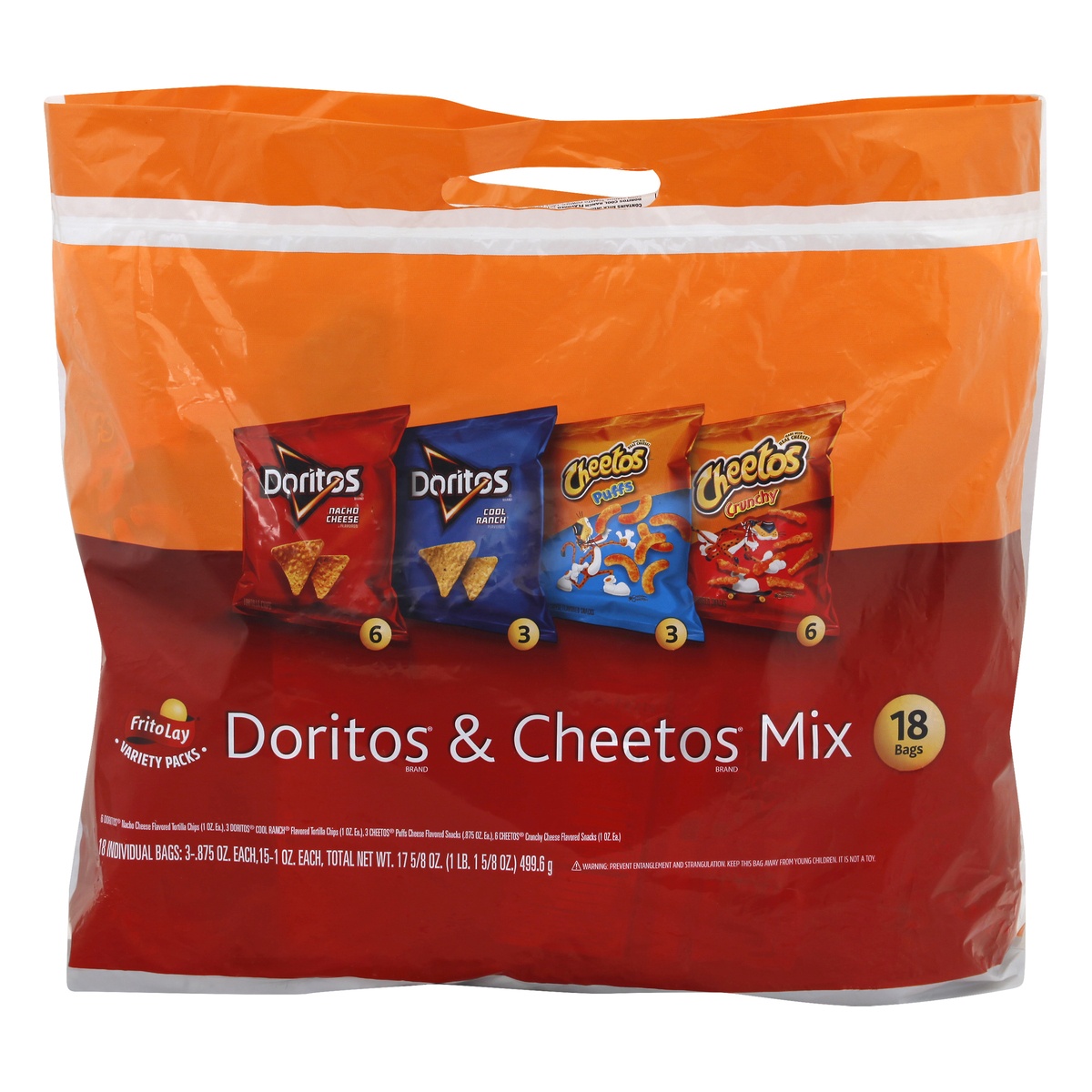 slide 1 of 1, Frito-Lay  Doritos Cheetos Chips Snacks Mix Variety Pack, 18 ct