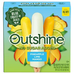Outshine No Sugar Added Pineaple Lime Mango Assorted Ice Pops 12 Ct 18 Oz